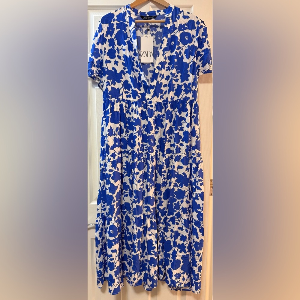 Zara Blue and White Floral Dress
